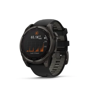 Kép 2/14 - Garmin fenix 8 47mm SOLAR Sapphire, karbonszürke DLC titanium, fekete/sötétszürke szilikon szíjjal (ED XD)