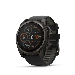 Kép 2/14 - Garmin fenix 8 51mm SOLAR Sapphire, karbonszürke DLC titanium, fekete/sötétszürke szilikon szíjjal (ED XD)