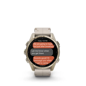 Kép 3/20 - Garmin fenix 8 43mm AMOLED Sapphire, krémarany acél, homokkő bőrszíjjal + homokkő/szürke szilikon szíjjal (ED SD)