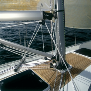 Kép 9/9 - Seldén kötélrendező, deck organizer, kötélterelő, terelőcsiga. 40 mm-es, 2 csigával. Vitorlás hajó szerelvény.